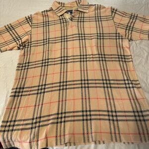 Burberry Tan and Black Plaid Shirt